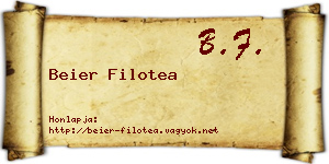 Beier Filotea névjegykártya